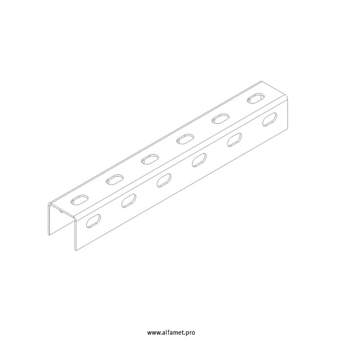 Профиль монтажный U-образный перфорированный 50х50х3000 (2 мм)